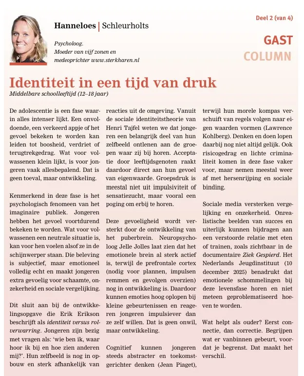 Krantenartikel Identiteit in een tijd van druk